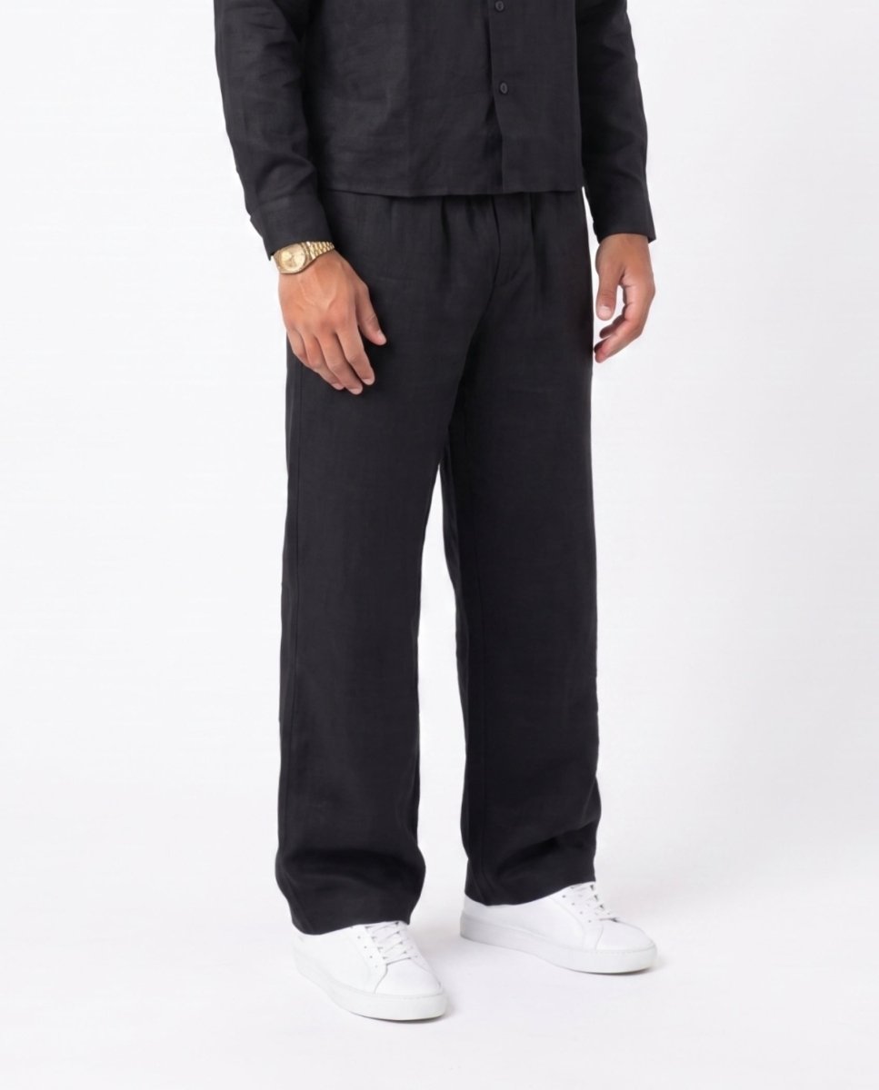 COORDINATO ELEGANT IN LINO BLACK - Benevierre