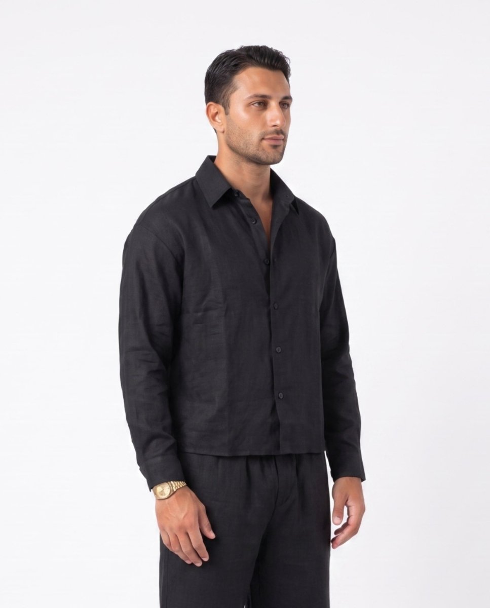 COORDINATO ELEGANT IN LINO BLACK - Benevierre