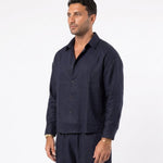 COORDINATO ELEGANT IN LINO BLU - Benevierre