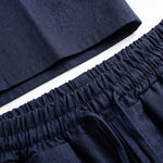 COORDINATO ELEGANT IN LINO BLU - Benevierre