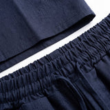 COORDINATO ELEGANT IN LINO BLU - Benevierre
