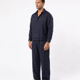 COORDINATO ELEGANT IN LINO BLU - Benevierre