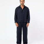 COORDINATO ELEGANT IN LINO BLU - Benevierre