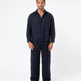 COORDINATO ELEGANT IN LINO BLU - Benevierre