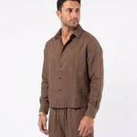 COORDINATO ELEGANT IN LINO BROWN - Benevierre