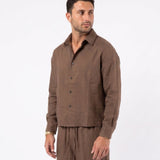 COORDINATO ELEGANT IN LINO BROWN - Benevierre