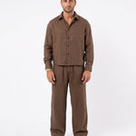 COORDINATO ELEGANT IN LINO BROWN - Benevierre