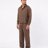 COORDINATO ELEGANT IN LINO BROWN - Benevierre