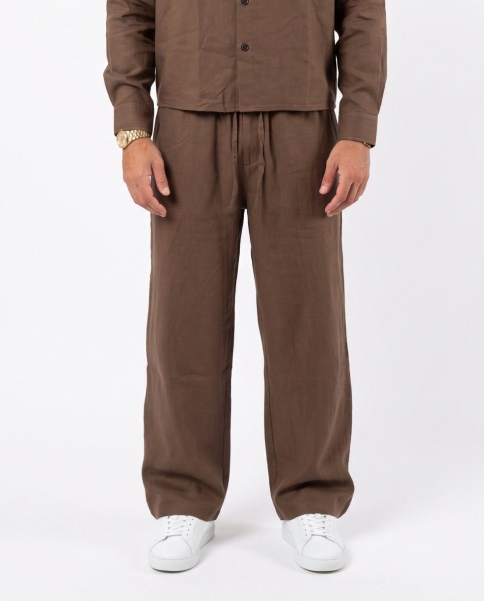 COORDINATO ELEGANT IN LINO BROWN - Benevierre