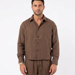 COORDINATO ELEGANT IN LINO BROWN - Benevierre