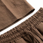 COORDINATO ELEGANT IN LINO BROWN - Benevierre