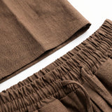 COORDINATO ELEGANT IN LINO BROWN - Benevierre