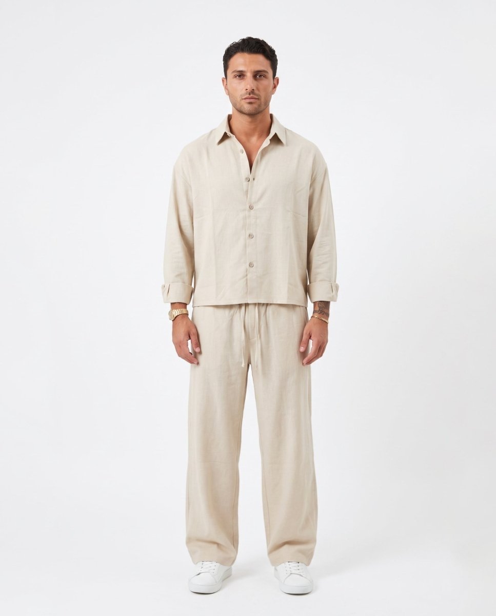 COORDINATO ELEGANT IN LINO WHITE - Benevierre