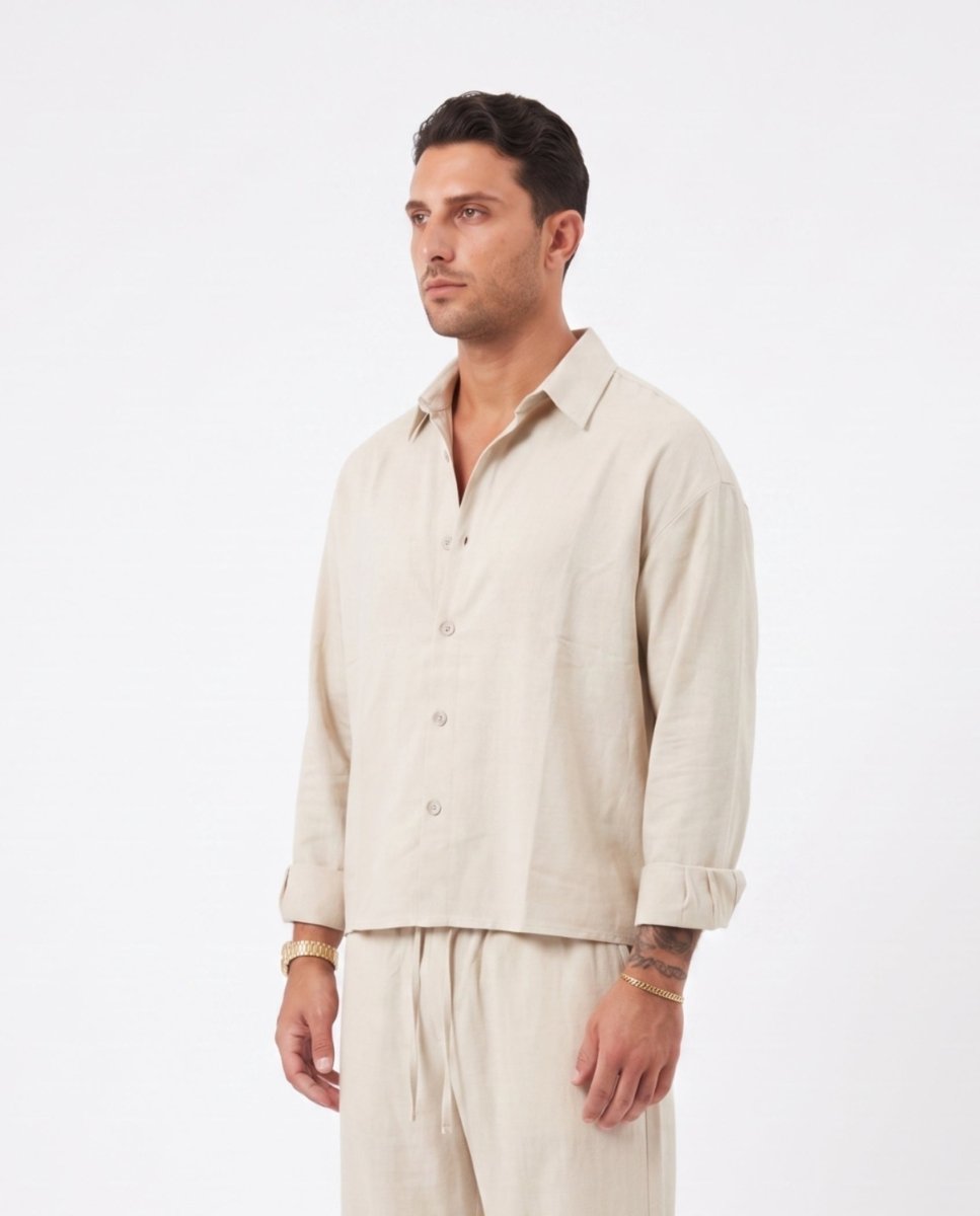 COORDINATO ELEGANT IN LINO WHITE - Benevierre