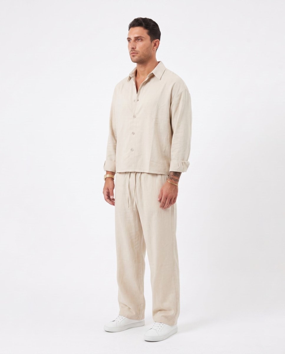COORDINATO ELEGANT IN LINO WHITE - Benevierre