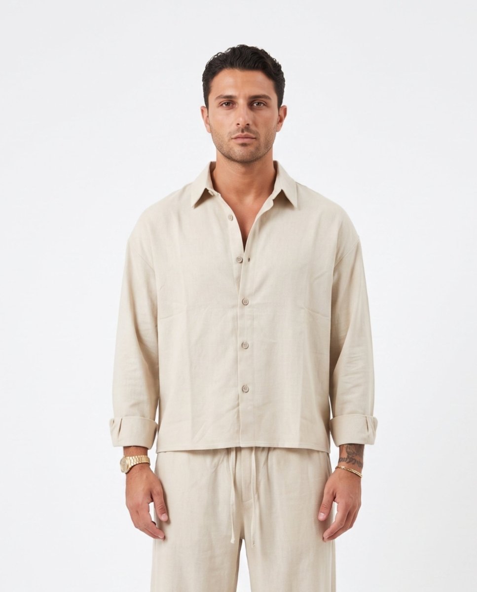 COORDINATO ELEGANT IN LINO WHITE - Benevierre