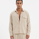 COORDINATO OVER IN LINO BEIGE - Benevierre