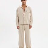 COORDINATO OVER IN LINO BEIGE - Benevierre