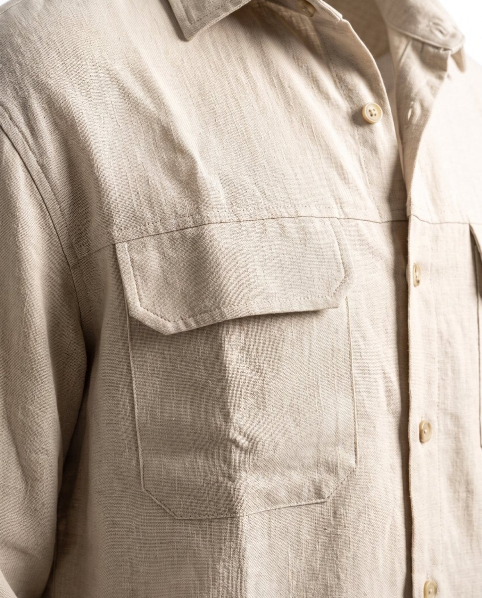 COORDINATO OVER IN LINO BEIGE - Benevierre