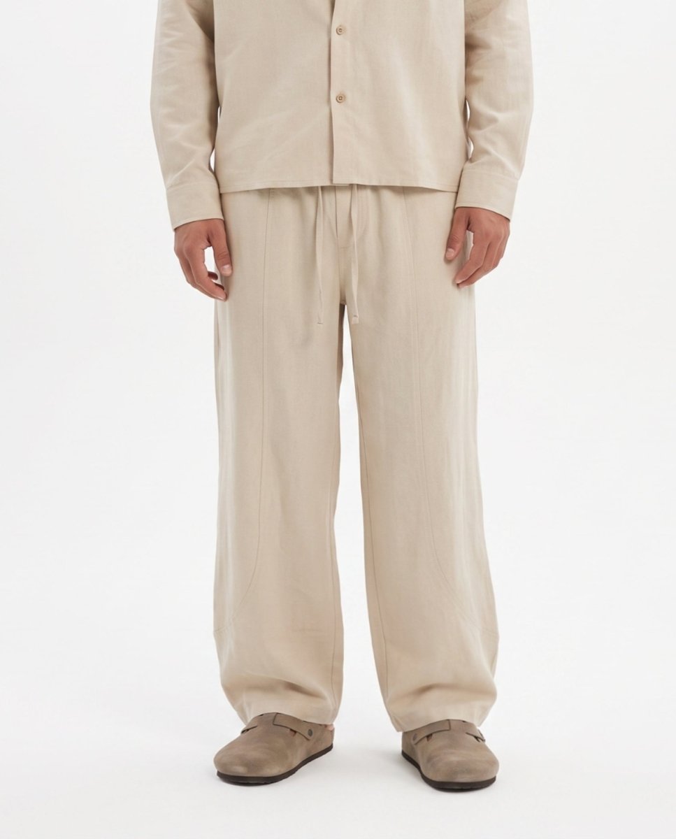COORDINATO OVER IN LINO BEIGE - Benevierre