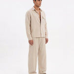 COORDINATO OVER IN LINO BEIGE - Benevierre