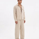 COORDINATO OVER IN LINO BEIGE - Benevierre