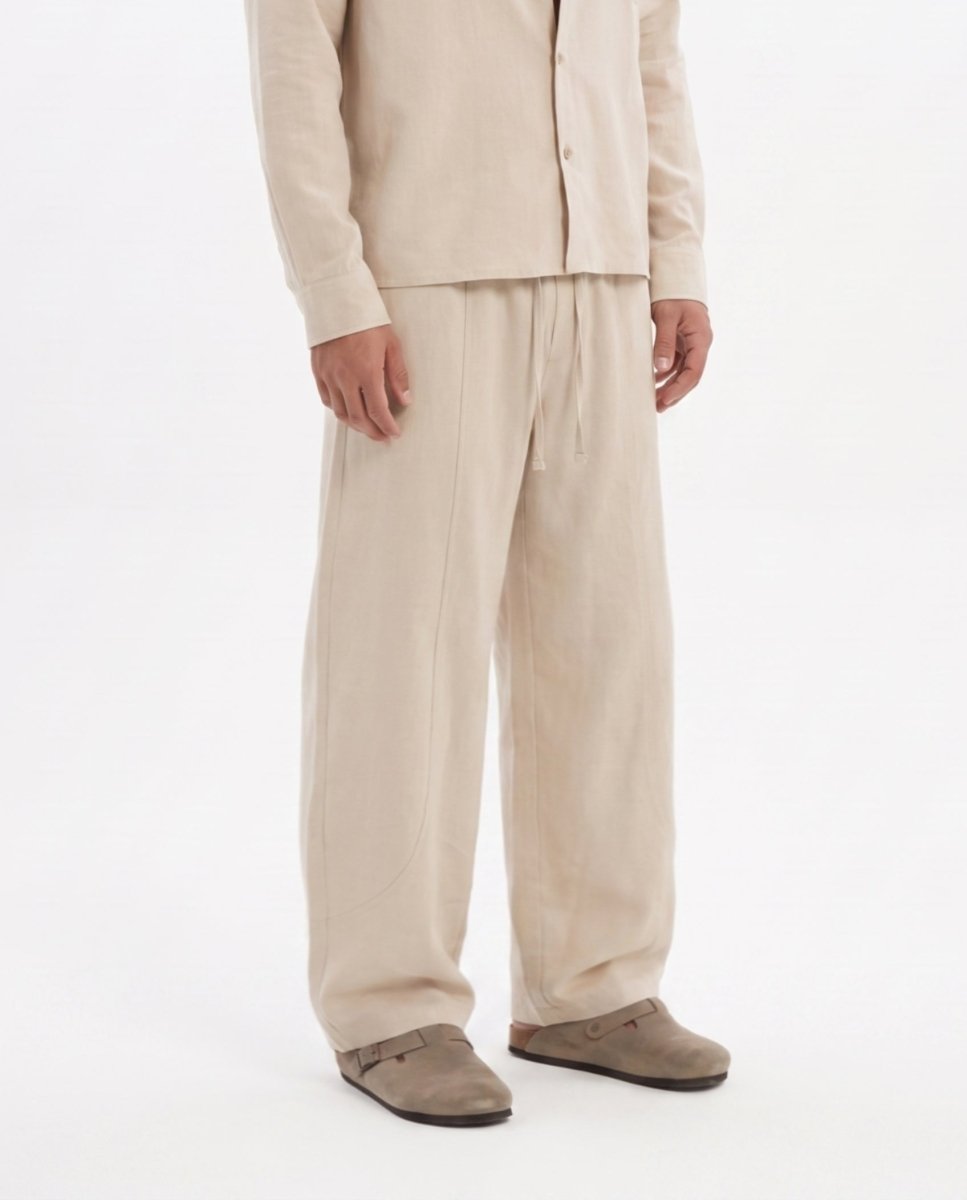 COORDINATO OVER IN LINO BEIGE - Benevierre