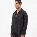 COORDINATO OVER IN LINO BLACK - Benevierre