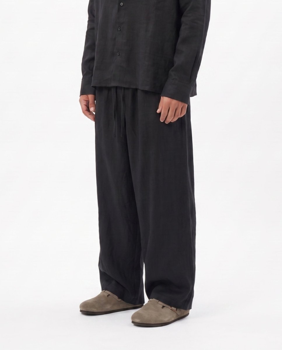 COORDINATO OVER IN LINO BLACK - Benevierre