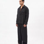 COORDINATO OVER IN LINO BLACK - Benevierre