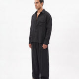 COORDINATO OVER IN LINO BLACK - Benevierre