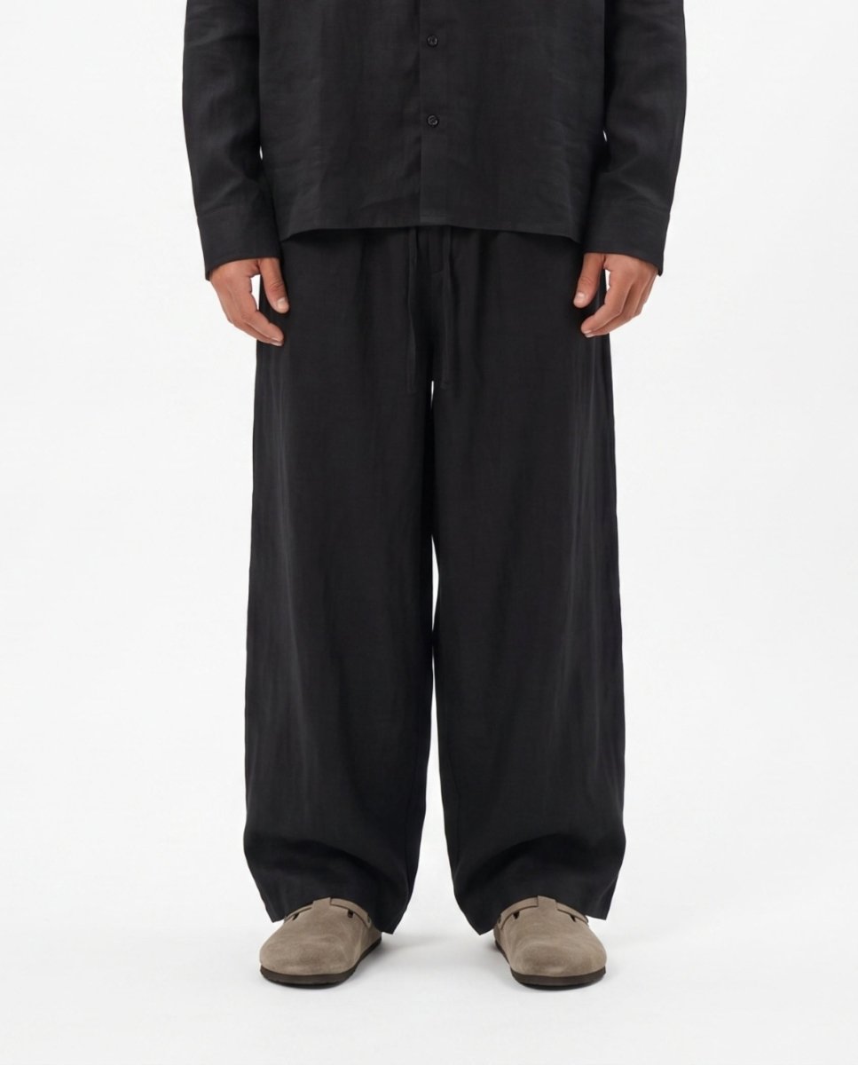 COORDINATO OVER IN LINO BLACK - Benevierre
