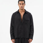 COORDINATO OVER IN LINO BLACK - Benevierre