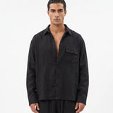 COORDINATO OVER IN LINO BLACK - Benevierre