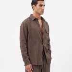 COORDINATO OVER IN LINO BROWN - Benevierre