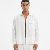 COORDINATO OVER IN LINO WHITE - Benevierre