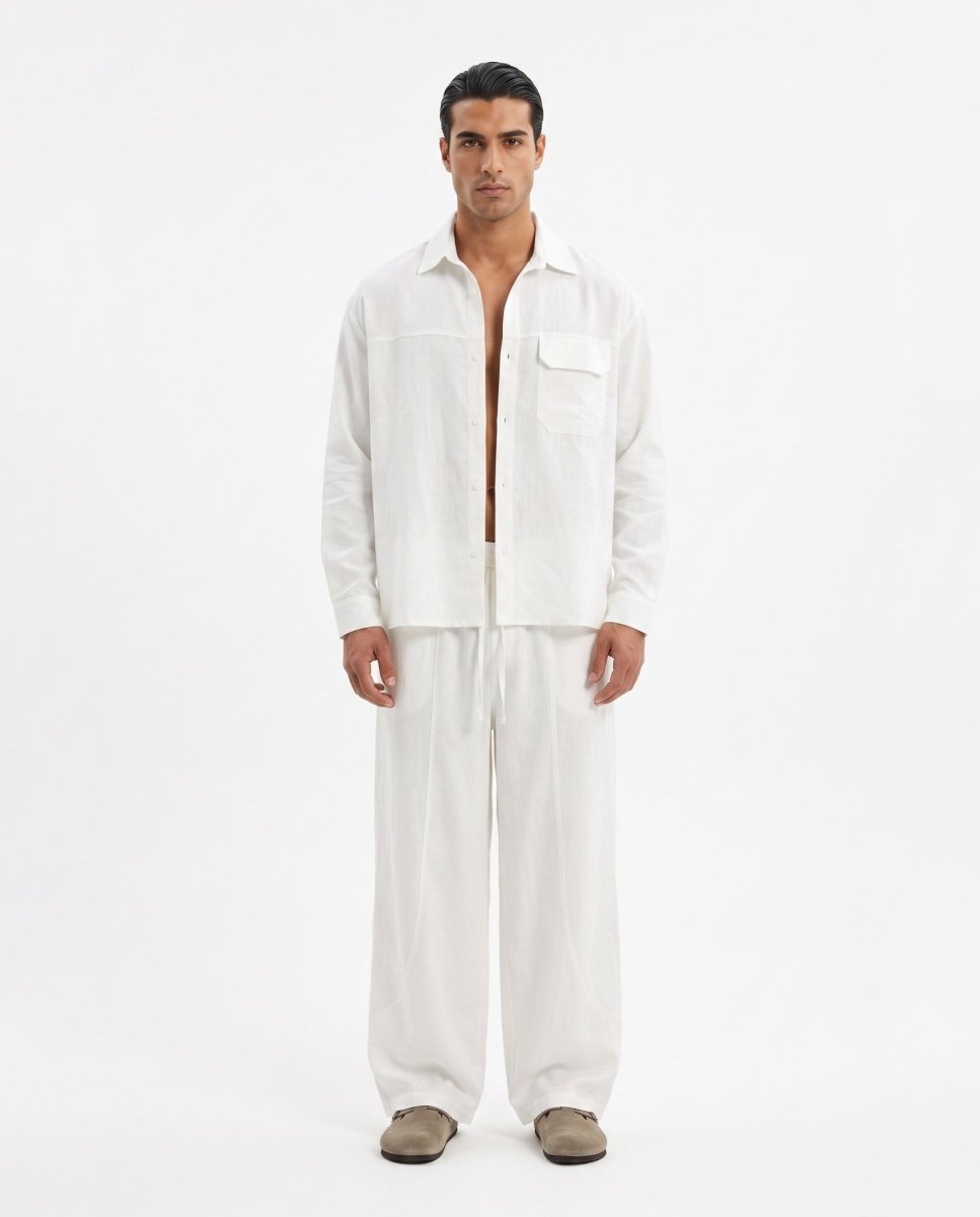 COORDINATO OVER IN LINO WHITE - Benevierre