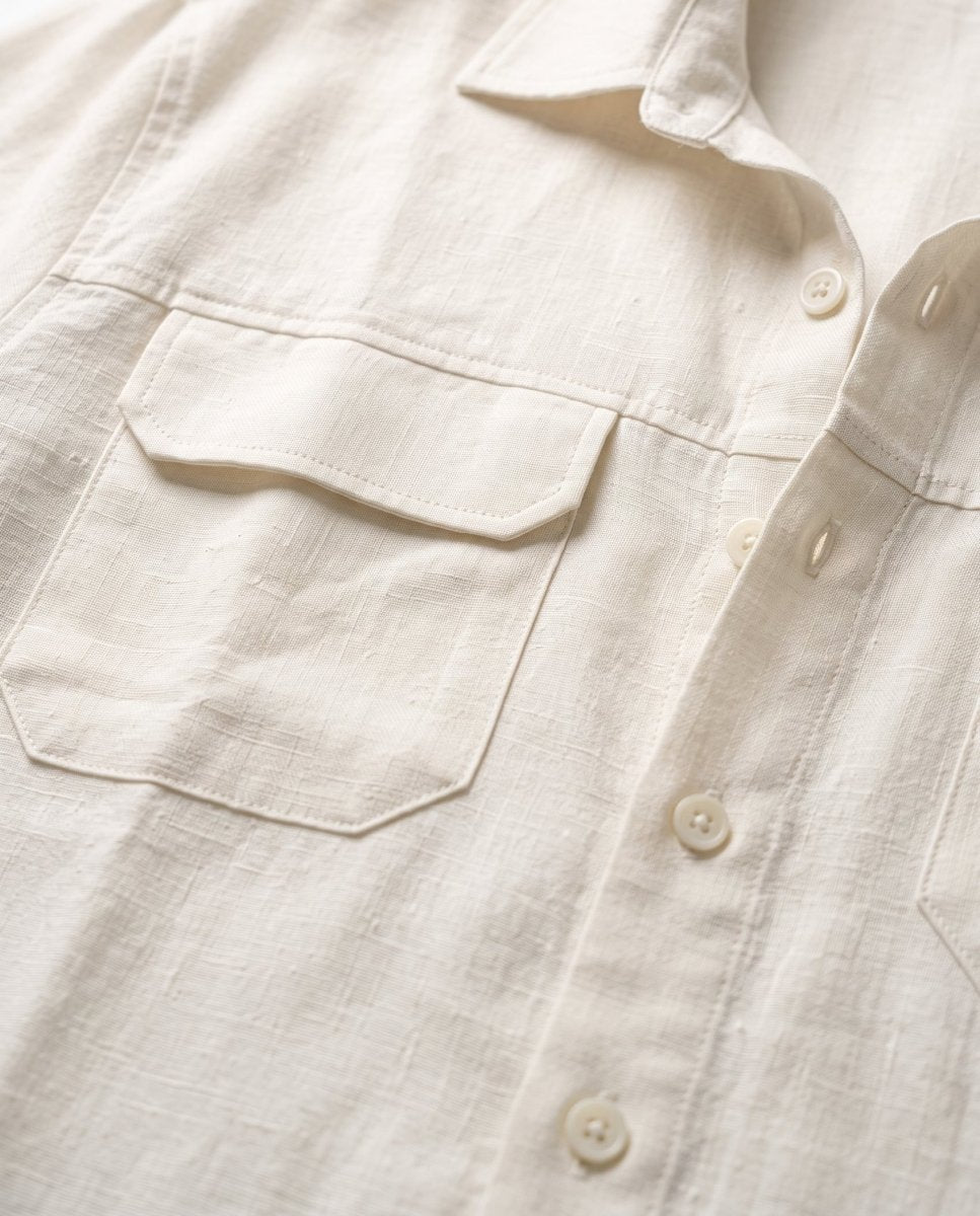 COORDINATO OVER IN LINO WHITE - Benevierre