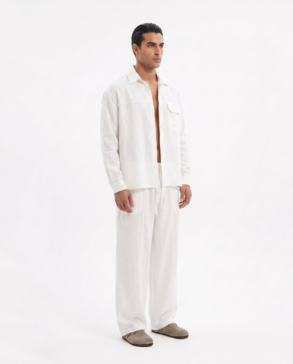 COORDINATO OVER IN LINO WHITE - Benevierre