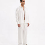 COORDINATO OVER IN LINO WHITE - Benevierre