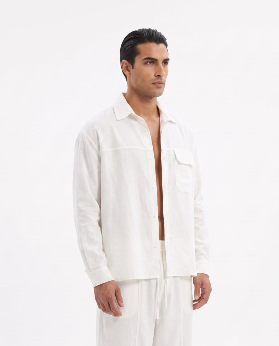 COORDINATO OVER IN LINO WHITE - Benevierre