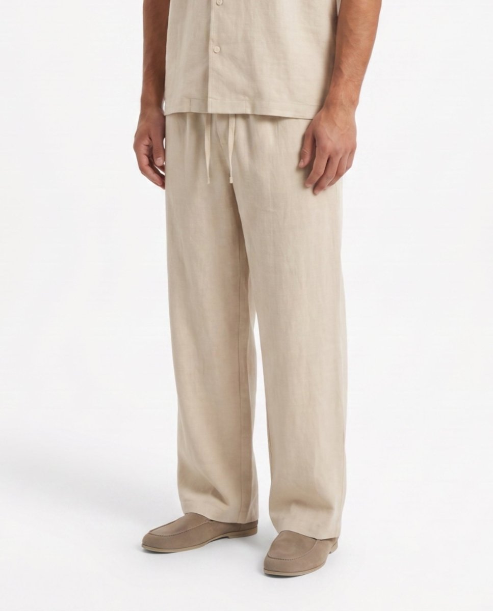 COORDINATO SHORT IN LINO BEIGE - Benevierre