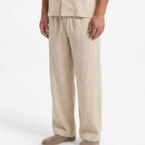 COORDINATO SHORT IN LINO BEIGE - Benevierre