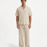 COORDINATO SHORT IN LINO BEIGE - Benevierre
