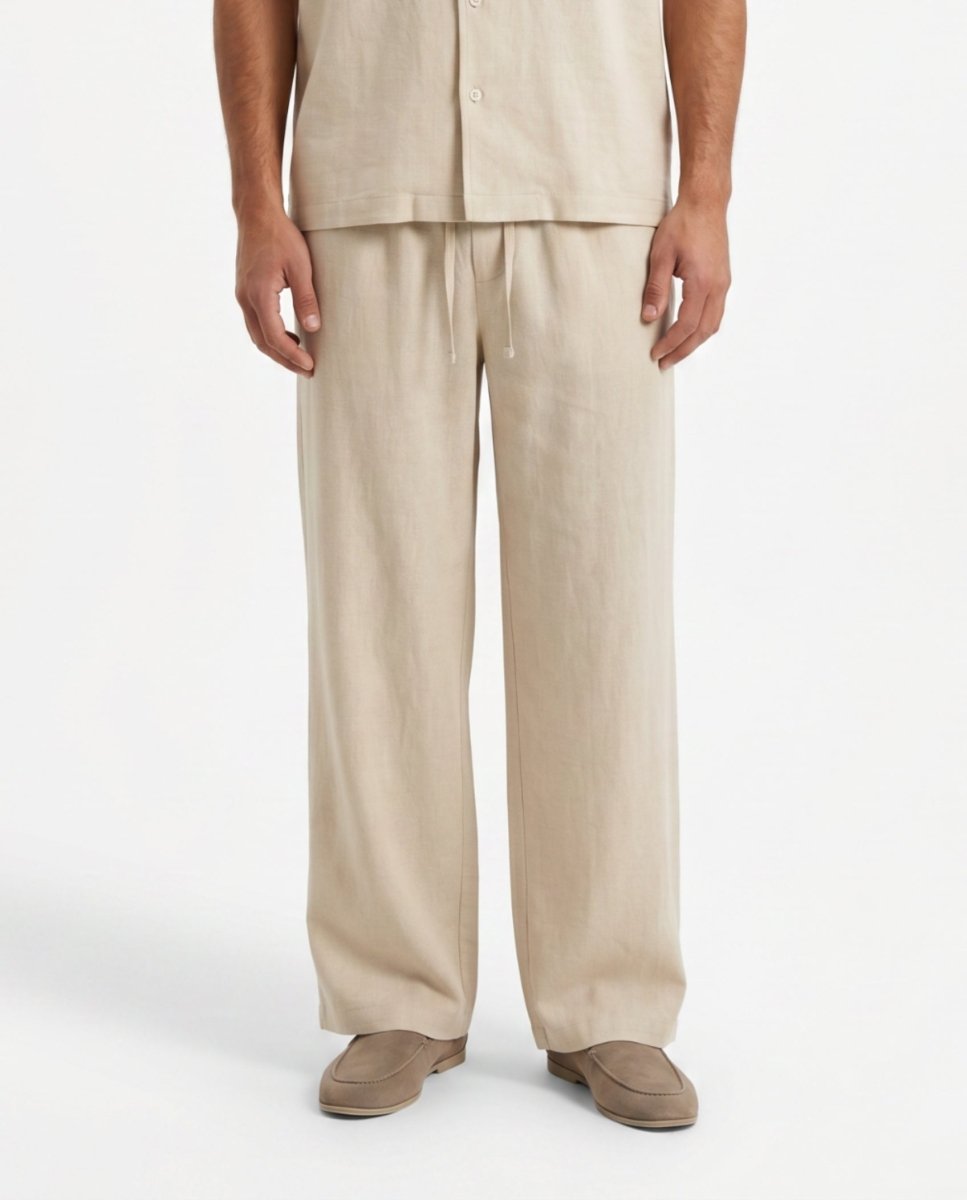 COORDINATO SHORT IN LINO BEIGE - Benevierre