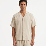 COORDINATO SHORT IN LINO BEIGE - Benevierre