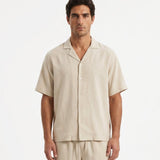 COORDINATO SHORT IN LINO BEIGE - Benevierre