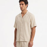 COORDINATO SHORT IN LINO BEIGE - Benevierre