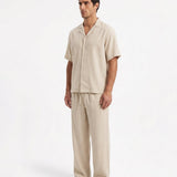 COORDINATO SHORT IN LINO BEIGE - Benevierre