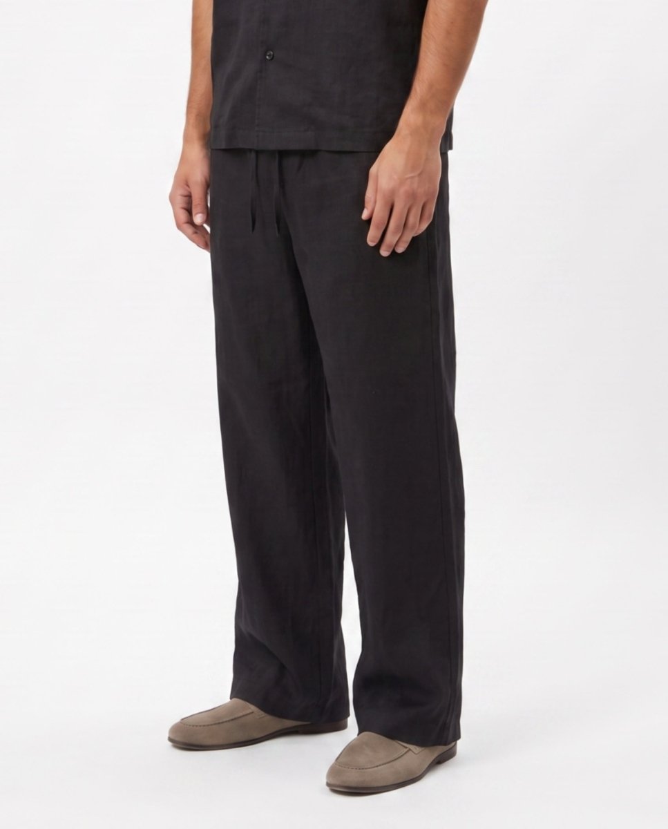 COORDINATO SHORT IN LINO BLACK - Benevierre